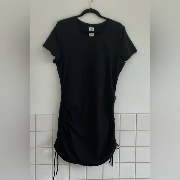 PINK Black Little Black T-Shirt Dress w/Adjustable Ruched Sides. XL NWT - Picture 4 of 11